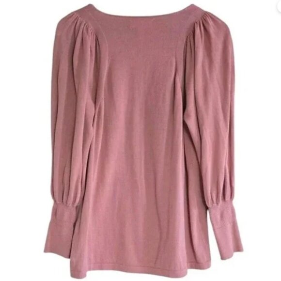 APIECE APART Women's Pink V-Neck Puff Sleeve Knit Sweater Sz XS - Picture 5 of 8